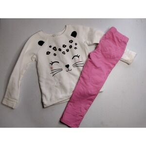 Carters Garanimals Girls 5T Cat Sweatshirt and Pink Pants Outfit Set 2PC